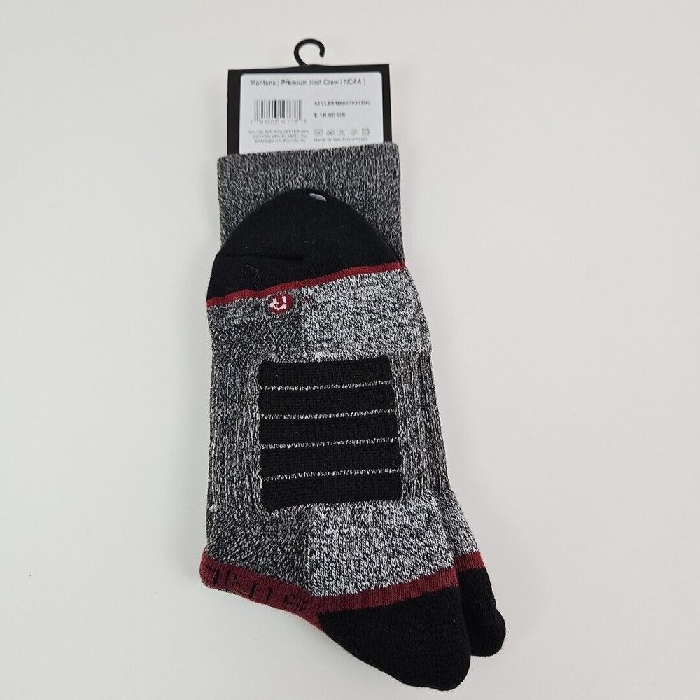 Strideline Men's Single Pair Crew Socks Montana Grizzlies Gray - Picture 4 of 5
